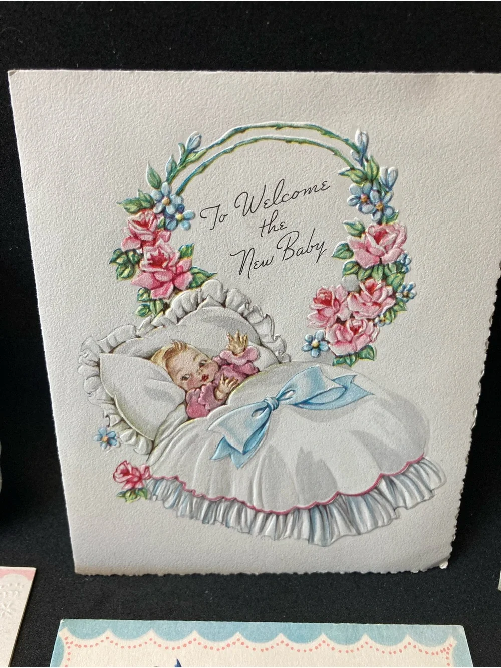 Vintage 1950's New Baby Greeting Card Assortment - Pink & Blue